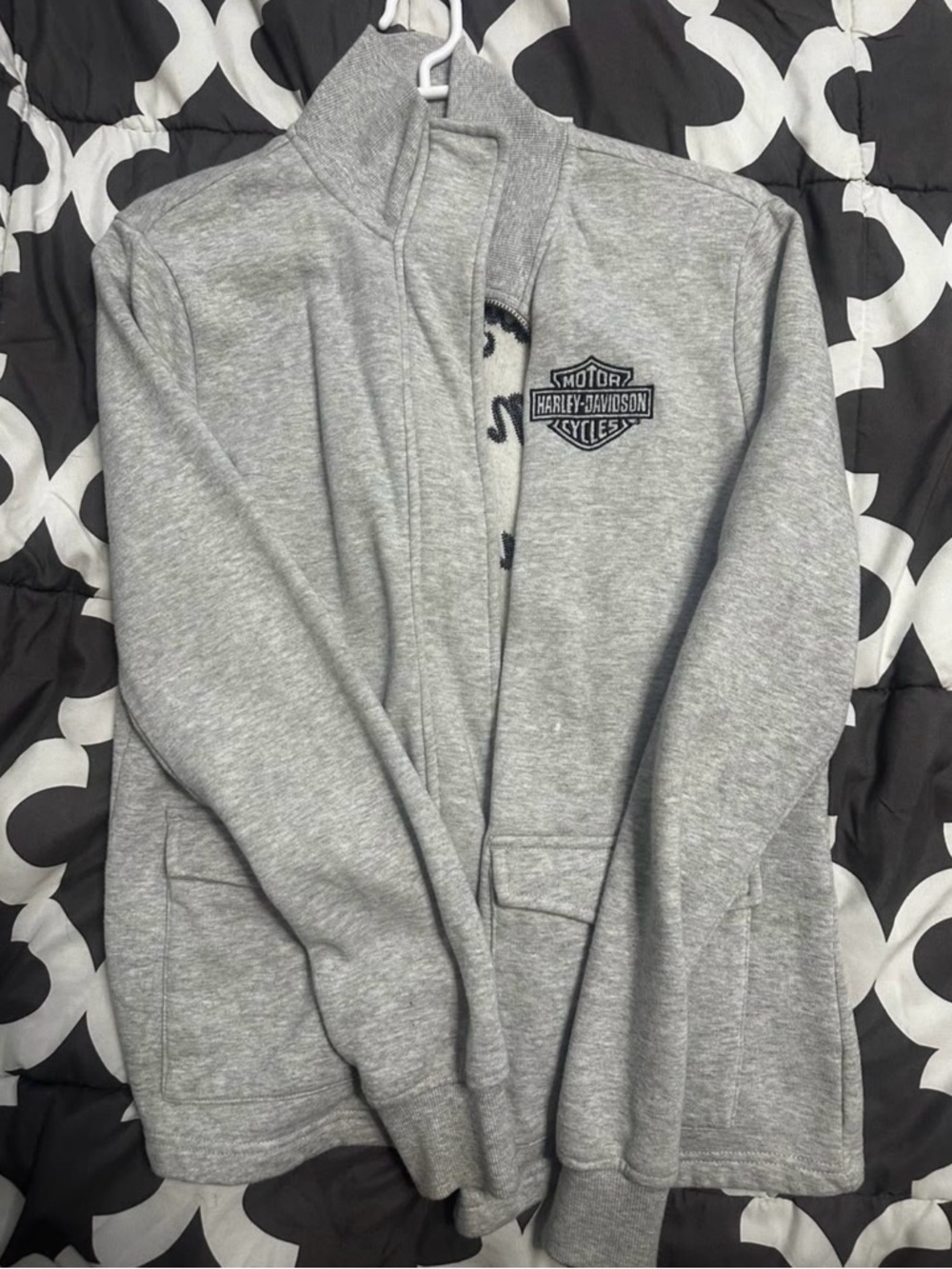 Harley-Davidson Light Gray Fleece Zip Jacket with Logo